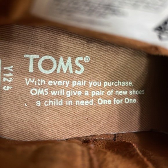 Toms Girls’ Youth Leila Cognac Suede Side Zip Block Heel Boots Size 12.5 - Picture 11 of 12